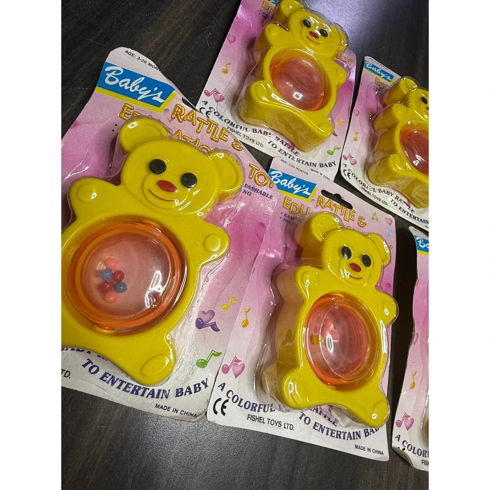 Vintage Baby's Rattle & Educational Toy Yellow Bear Rattle New In Package (5) - Picture 2 of 4